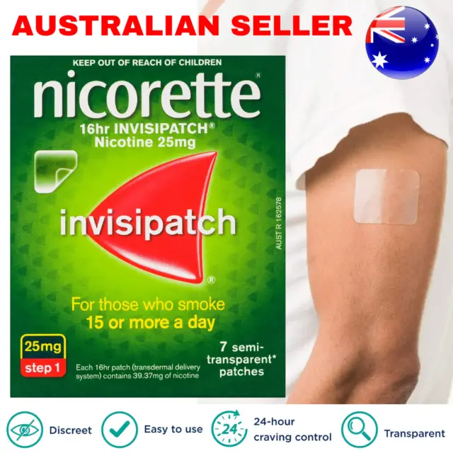 Nicorette Quit Smoking 16-Hour InvisiPatch 7-Pack 25mg Step 1 Anti-smoking Aid