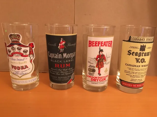 Captain Morgan Beefeater Smirnoff Seagrams 5.5"  Lot Shot Glasses  Mancave Items