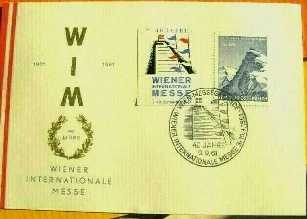 AK Österreich Gedenkblatt SST 40 Jahre Wiener Internationale Messe -9.9.1961 rar