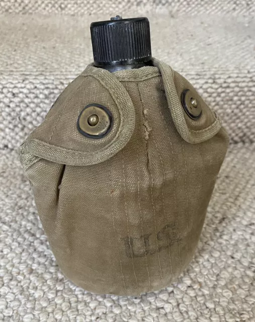 WW2 US Army Original M1910 Canteen Water bottle and Cup with Canvas cover