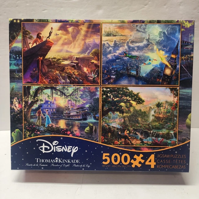 DISNEY THOMAS KINKADE 4 500pc Jigsaw Puzzles Lion King Tinker Bell