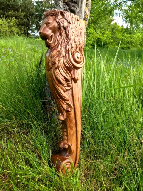 "Estante de madera para león soporte tallado chimenea gabinete envolvente mecenas 18" "Estante de madera para león soporte tallado chimenea gabinete envolvente mecenas 18"