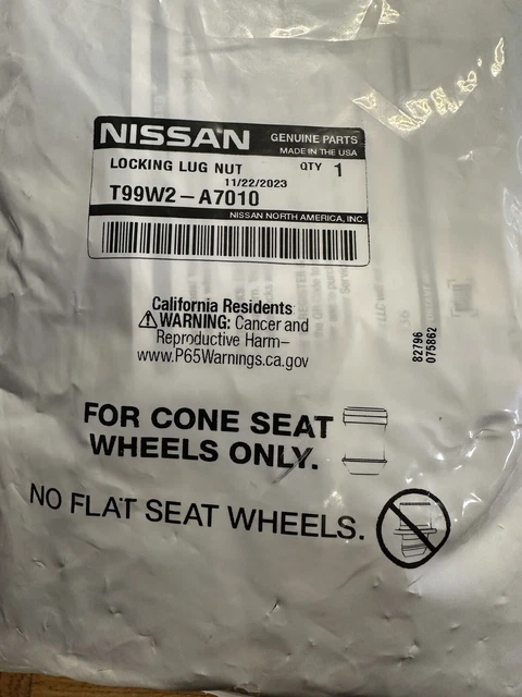 Genuine Nissan OEM Wheel Locks - 999H1-A7003 - 5 Pack Chrome Lug Nuts With Key