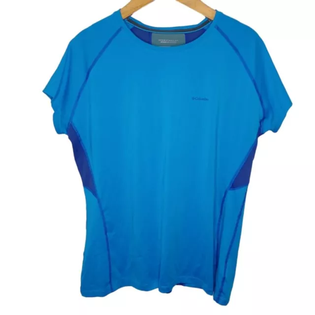 Columbia Shirt Women's XL Blue Omni Freeze Zero Wick Evap Short Sleeve Crew