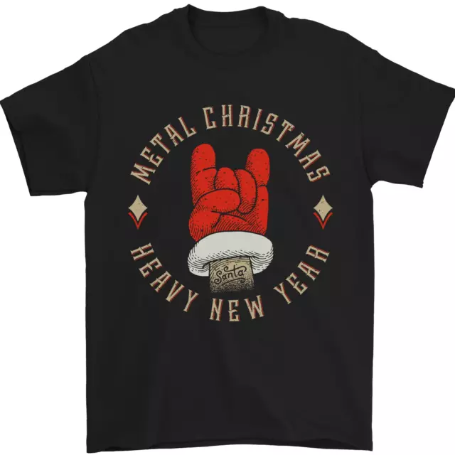 Metallo Natale Pesante Musica Rock Chitarra Uomo T-Shirt 100% Cotone