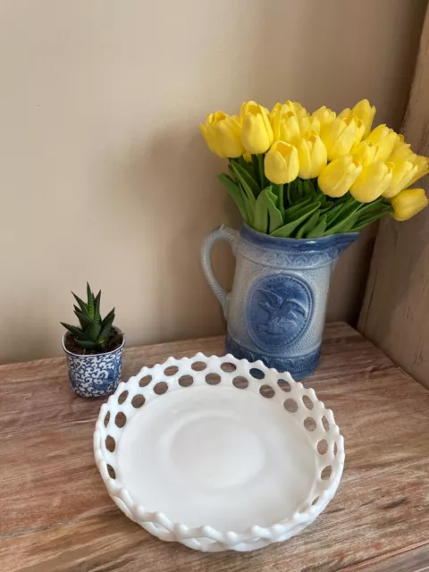 Westmoreland Milk Glass Doric Open Lace Fruit Bowl or Pie Plate 2