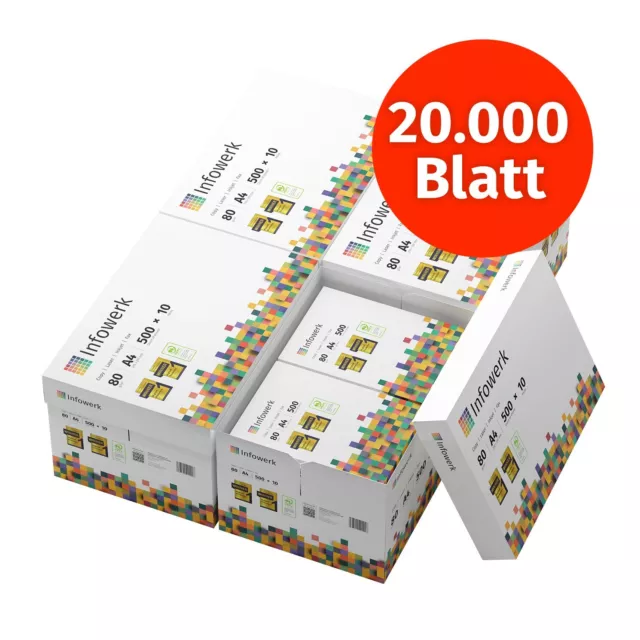 Infowerk Drucker-/Kopierpapier, 20.000 Blatt, DIN A4, 80 g/m², hochweiß