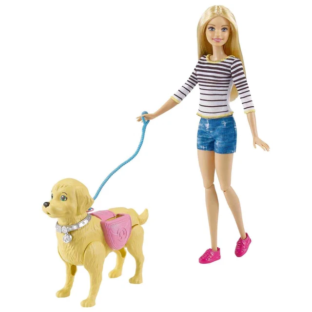 NEW ELEGANT BARBIE Walk And Potty Pup Dog Play Set Poop Scoop