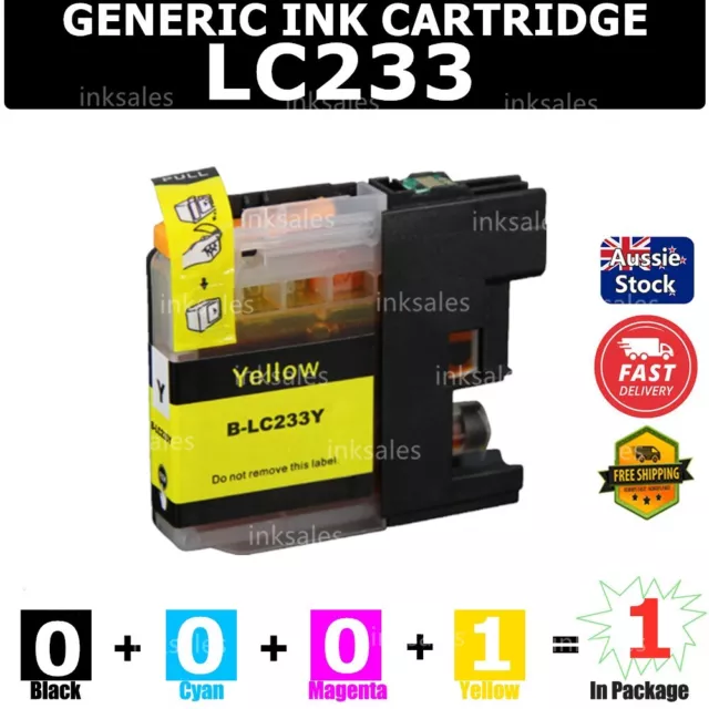 1x Generic Ink Cartridge LC233 LC-233 Yellow For Brother J4620DW J5320DW J5720DW