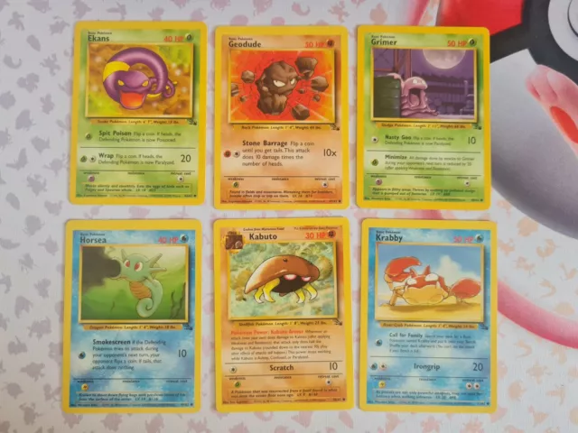 Pokemon Fossil Complete Common Set of 16 cards Exc/nm WOTC tcg