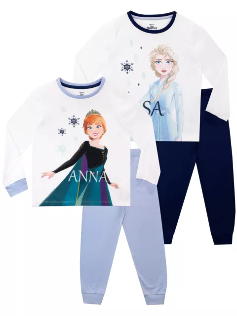 Disney Frozen Pigiama | Pigiami Bambina Anna & Elsa | Confezione da 2 Multico...