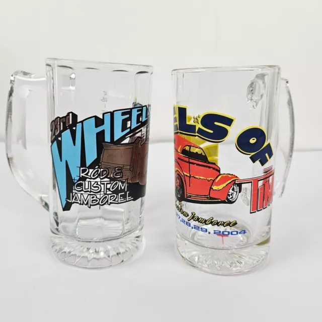 Wheels of Time Rod & Custom Jamboree Glass Beer Mugs 2004 Car Collectors