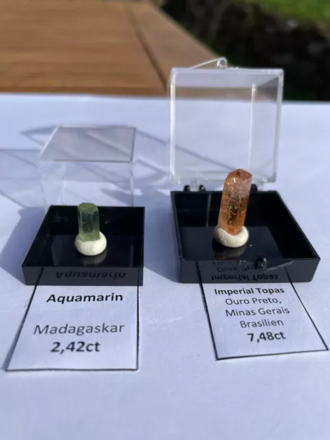 Imperial Topas Kristall Brasilien (7,48ct) & Aquamarin Madagaskar (2,42ct)