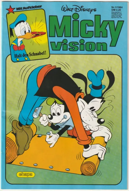 ✪ MICKYVISION #01/1984 + Aufkleber/Sticker, Ehapa COMIC-HEFT Z1/1- *Walt Disney