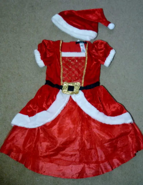 BNWT STUNNING Baby Girls Red Christmas Party Dress & Hat Xmas Outfit 1-2 years
