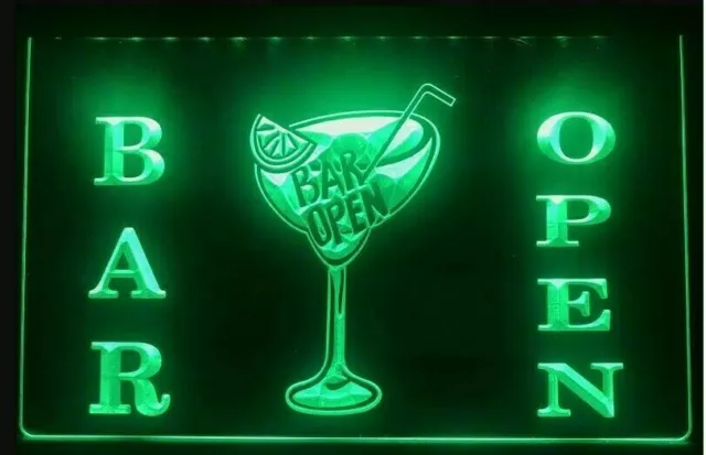 Cocktails Bar Open LED Neon  Sign Home Light Up Drink Pub cocktail name beer