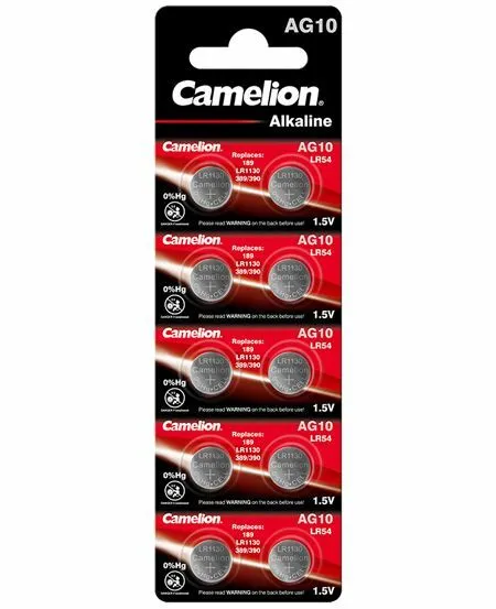 10 Stück Camelion AG10 Knopfzellen Uhrenbatterien Knopf Zellen LR 54 LR 1130 L 1