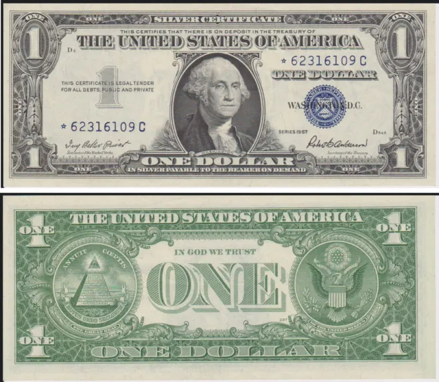 STAR NOTE🌟United States One Dollar Note Silver Certificate 1957 Blue Star Note