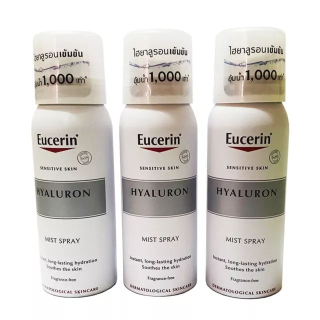 Eucerin Hyaluron Mist Spray Moisturizer Smooth Radiant Skin Prevent Aging 3x50ml