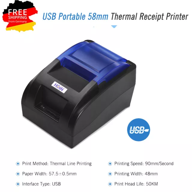 Tragbarer Etikettendrucker Thermodrucker Belegdrucker USB ESC/POS