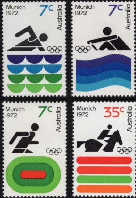 1972 Australian MNH Stamps Set of 4x Munich Olympic Games Commemoratives