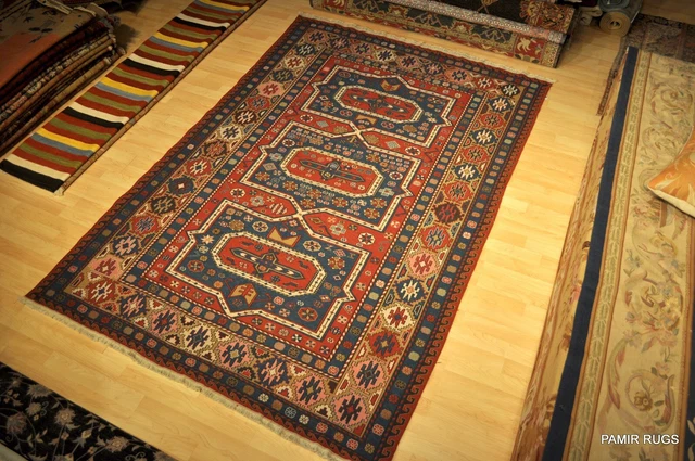6' X 9' **Handmade Rug*** Wool Kilim rug Caucasian design Red Blue Gold keliem