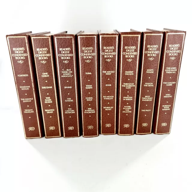 32 Stories in 8x Reader's Digest Condensed Books Brown Hardcover Bundle Lot 80's