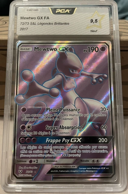 Carte Pokemon Mewtwo GX FA 72/73 S&L Légendes Brillantes PCA 9.5