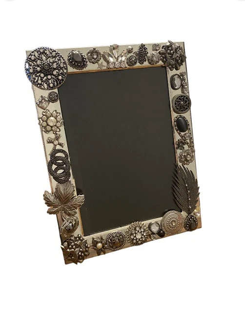 VINTAGE JEWELRY ART PICTURE FRAME RHINESTONE BLING EMBELLISHED 6x9