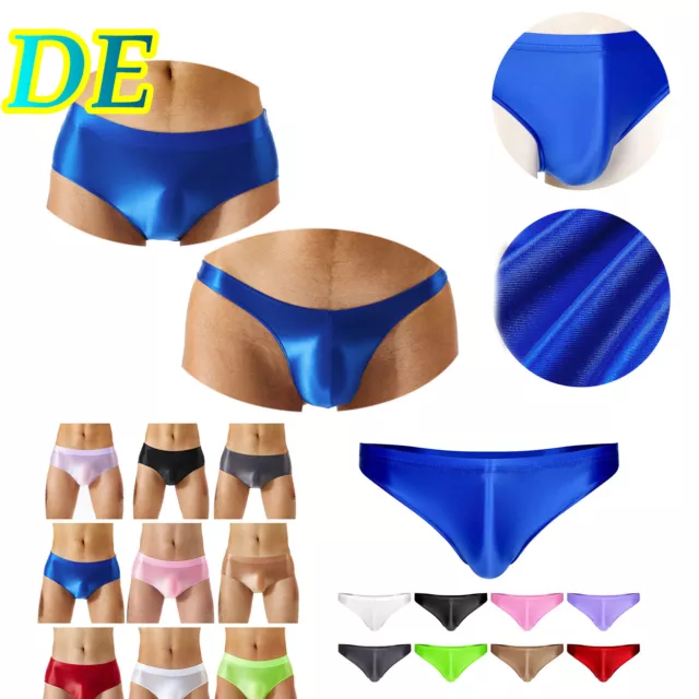 DE Herren Slip G-String Tanga Sexy Glossy Nylon Slip Bikin Low-Rise Unterwäsche