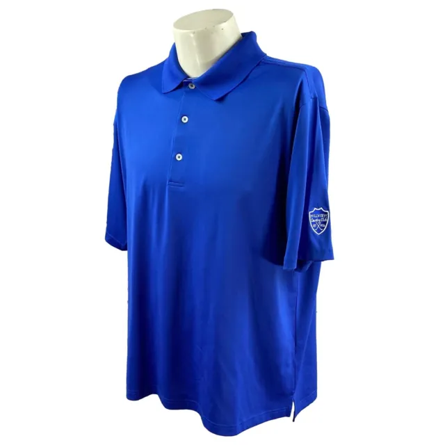 Donald Ross Men's Short Sleeve Hillview CC Logo Blue Golf Polo Shirt Medium