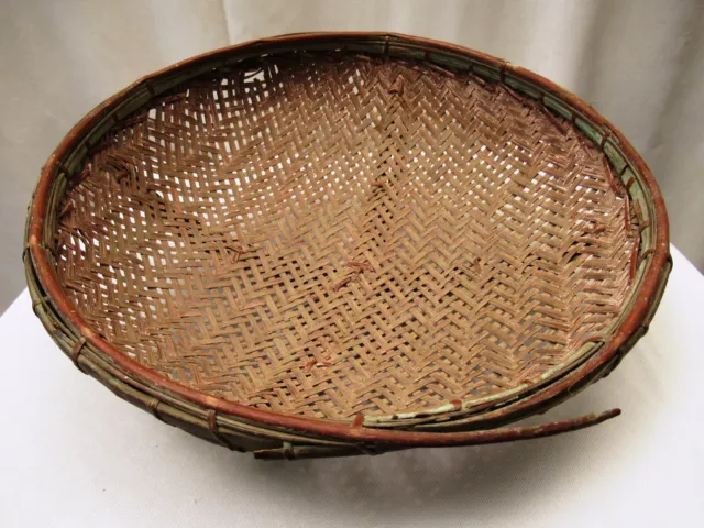 Antique Burmese Basketry Sieve For Rice And Sesame Farmhouse Kitchen Utensil "1 2