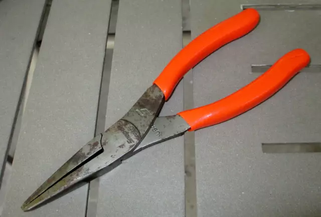 Snap On Tools 96ACF 8" ORANGE Needle Nose Pliers Soft Grip