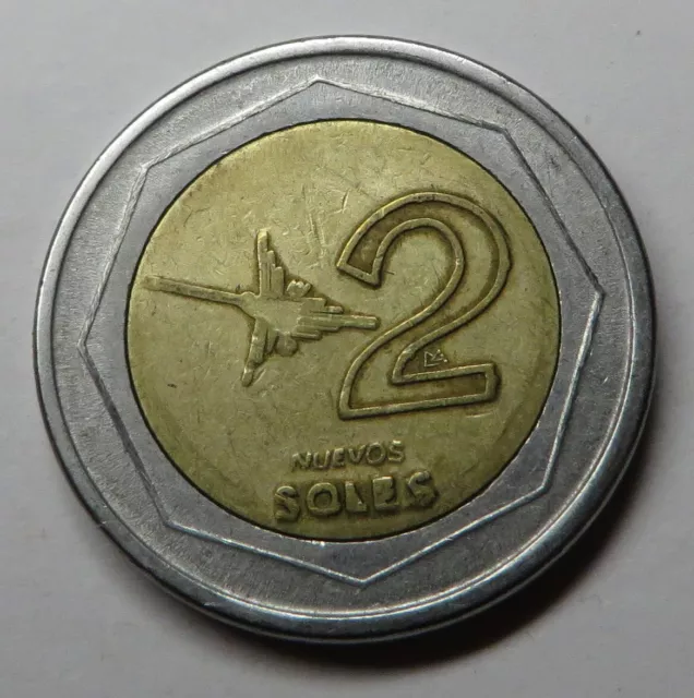 Peru 2 Nuevos Soles 1995LIMA Bi-Metallic KM#313