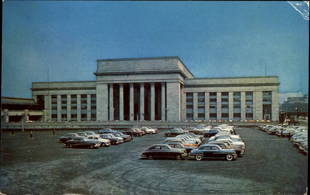 Pennsylvania Railroad Station ~ Philadelphia PA ~ 1940s 1950s cars