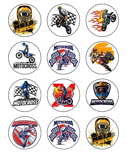 MOTOCROSS CUPCAKE TOPPERS Edible Wafer Paper Birthday Cake Decorations
