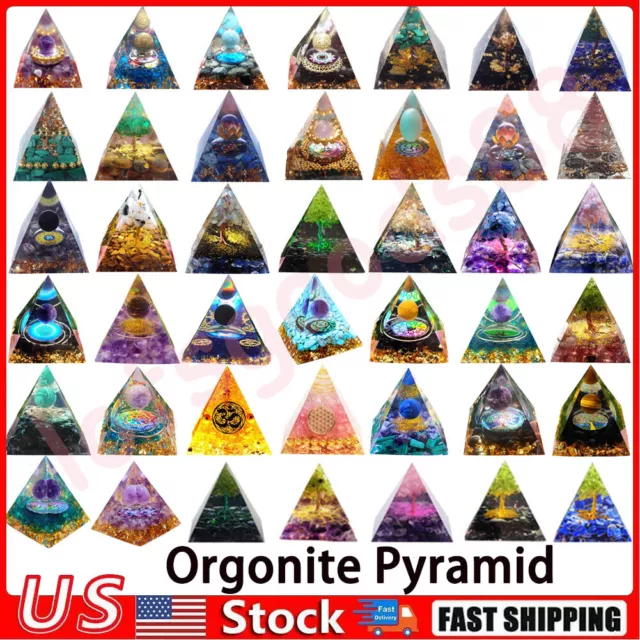 USA Amethyst Crystal Sphere Orgonite Pyramid Obsidian Chakra Energy Orgone Stone