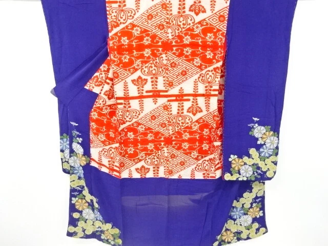 6871967: Japanese Kimono / Antique Furisode / Donuki / Chirimen / Embroidery / K