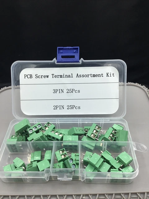 5.0mm Pitch 2/3 Pin PCB Mount Screw Terminal Block Connector 25Sets 250V 8A
