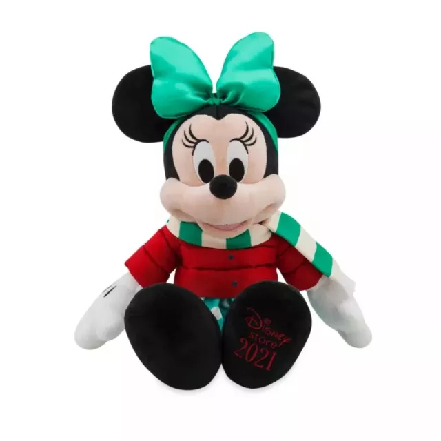 Disney Store Holiday Minnie Mouse Christmas Plush Toy Doll 14" H Stuffed Animal