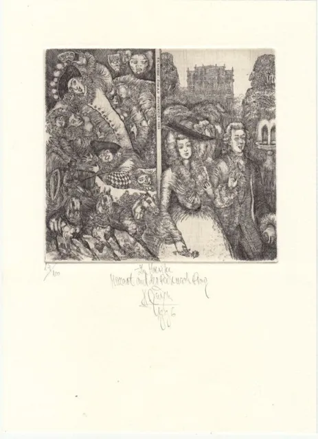 Exlibris Bookplate Radierung Harry Jürgens 1949 Mörike Mozart Prag