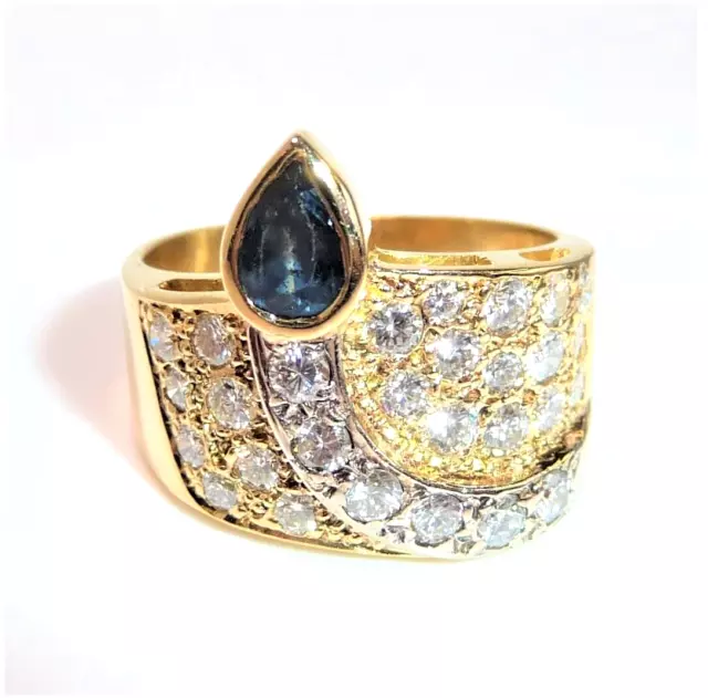 Ring 750 Gold - 0.90 ct Diamanten- Saphir Gr: 55 / 17,5 mm - änderbar 9,0gr