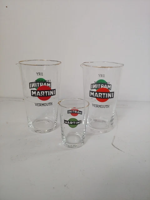 Martini Vintage Glass lotto 3 bicchieri mixer dosatore misurino cocktail