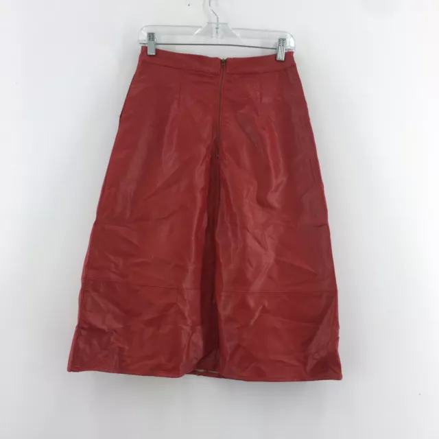 NWT Anthropologie Eri + Ali Red Faux Leather Long A Line Midi Skirt Women Size 4 2
