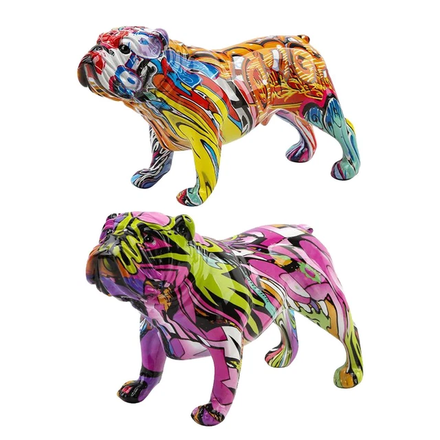 Figurine colorée Chien Animal Statue Maison Ornement Résine Artisanat Chiffres