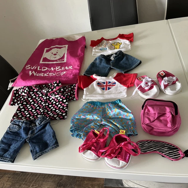 Pacchetto vestiti e scarpe Build a Bear per ragazze e borsa