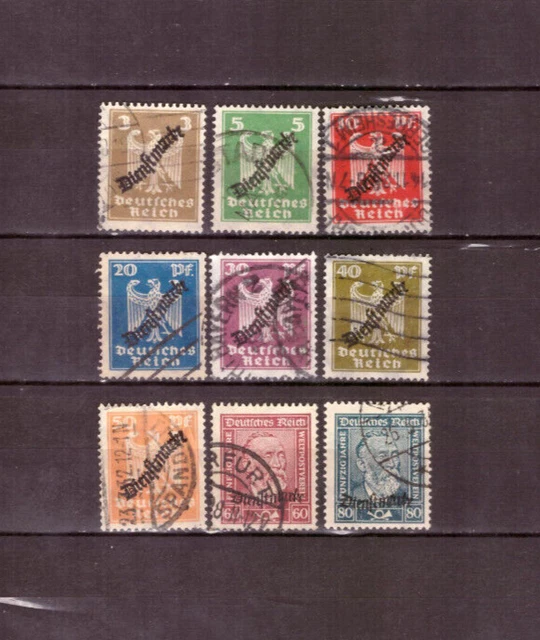Deutsches Reich Sammlung Dienstmarken Mi.105-113 komplett gestempelt
