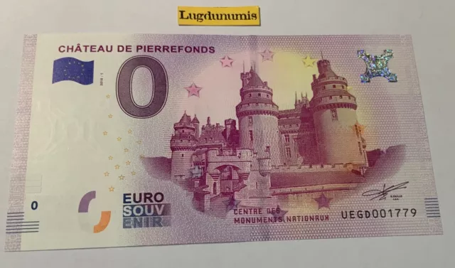 Billet 0 Euro Château de Pierrefonds 2019-1 euro souvenir touristique