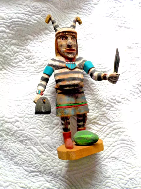 Muñeca Payaso Kachina Vintage Hopi Koshare Katsina 12" firmada