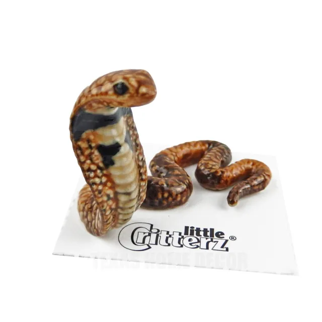 Little Critterz Miniature Collectors Spectacled Cobra Snake Porcelain Figurine